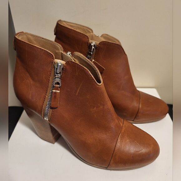 Rag & Bone "Margot" Tan 100% Leather Zip Sides Ankle Boots sz.7.5/37.5 Ret.$425 - Picture 7 of 10